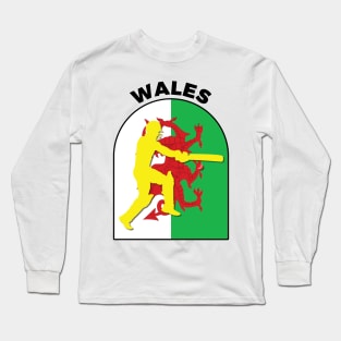 Wales Cricket Batsman Wales Flag Long Sleeve T-Shirt